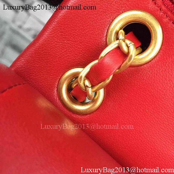 Chanel 2.55 Series Flap Bag Red Lambskin Chevron Leather A5023 Gold
