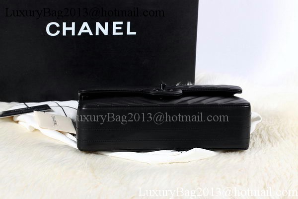 Chanel 2.55 Series Flap Bag Sheepskin Chevron Leather A1112 Black