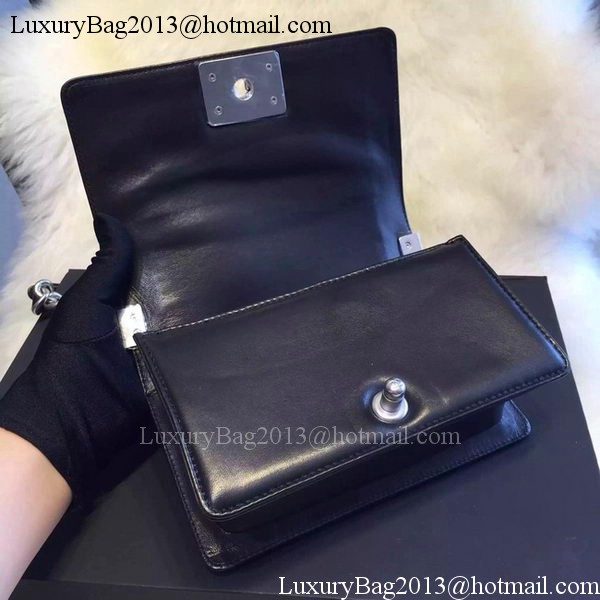 Chanel Boy Flap Shoulder Bag Black Python Leather A66094 Silver
