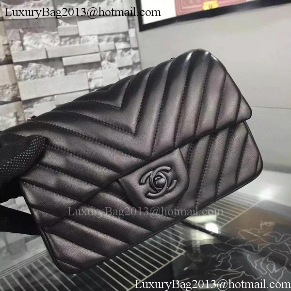 Chanel mini Classic Flap Bag Black Original Sheepskin Chevron Leather CHA5500 Black