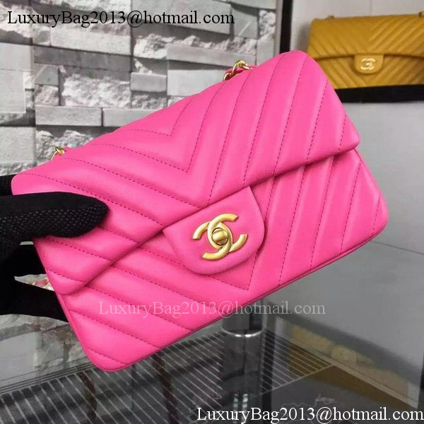 Chanel mini Classic Flap Bag Rose Original Sheepskin Chevron Leather CHA5500 Gold