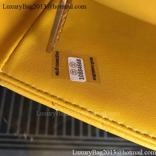 Chanel mini Classic Flap Bag Yellow Original Sheepskin Chevron Leather CHA5500 Gold