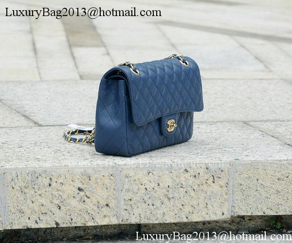 Chanel 2.55 Series Flap Bag Blue Original Cannage Pattern A1112 Gold