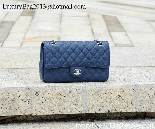 Chanel 2.55 Series Flap Bag Blue Cannage Pattern A1112 Silver