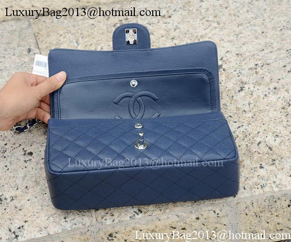 Chanel 2.55 Series Flap Bag Blue Cannage Pattern A1112 Silver