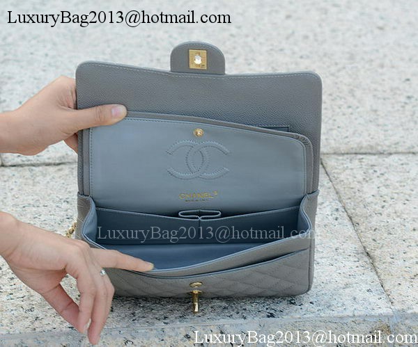 Chanel 2.55 Series Flap Bag Grey Cannage Pattern A1112 Gold