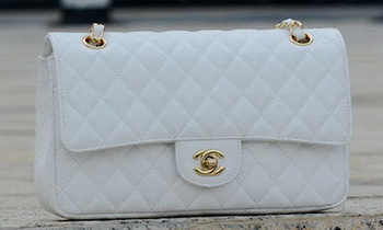 Chanel 2.55 Series Flap Bag White Cannage Pattern A1112 Gold
