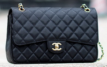 Chanel Jumbo Classic Black Cannage Pattern Flap Bag A58600 Gold