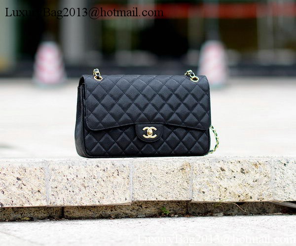 Chanel Jumbo Classic Black Cannage Pattern Flap Bag A58600 Gold