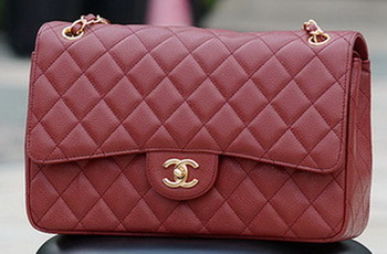 Chanel Jumbo Classic Burgundy Cannage Pattern Flap Bag A58600 Gold