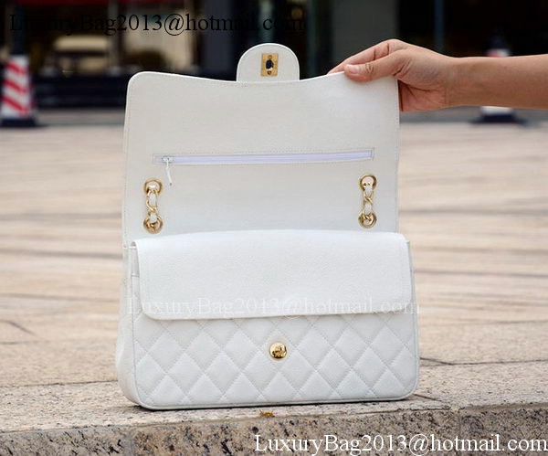 Chanel Jumbo Classic White Cannage Pattern Flap Bag A58600 Gold