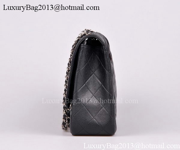 Chanel Jumbo Flap Bag Black Cannage Pattern A28600 Silver