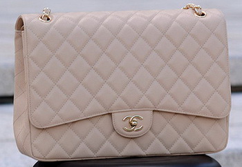 Chanel Maxi Quilted Classic Flap Bag Apricot Cannage Pattern A58601 Gold