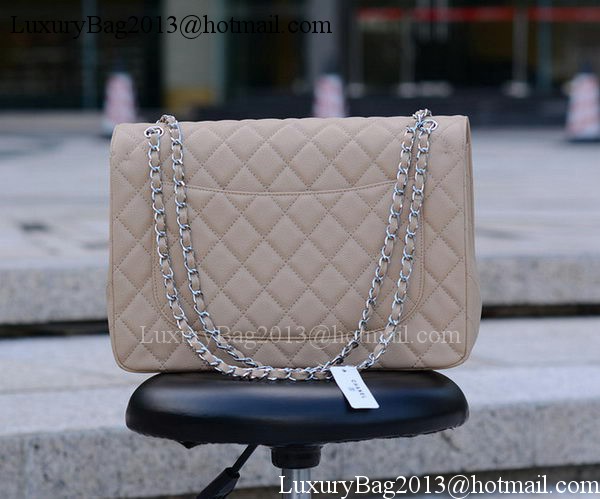 Chanel Maxi Quilted Classic Flap Bag Apricot Cannage Pattern A58601 Silver