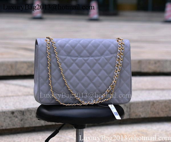 Chanel Maxi Quilted Classic Flap Bag Grey Cannage Pattern A58601 Gold