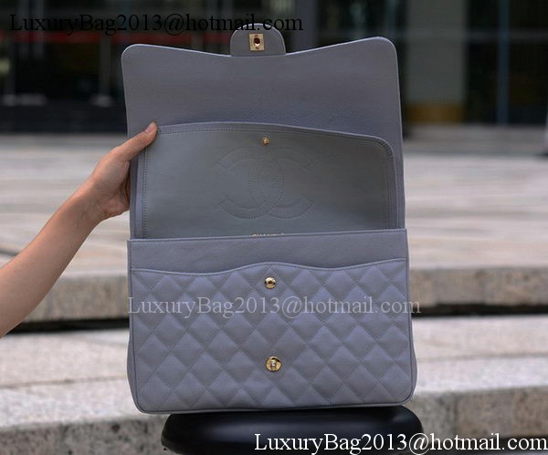 Chanel Maxi Quilted Classic Flap Bag Grey Cannage Pattern A58601 Gold