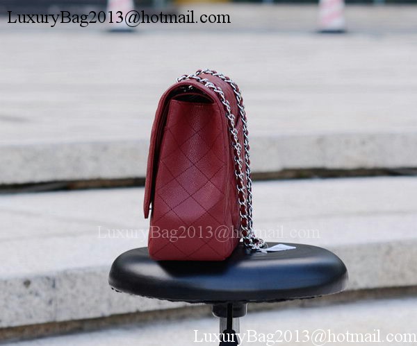 Chanel Maxi Quilted Classic Flap Bag Maroon Cannage Pattern A58601 Silver