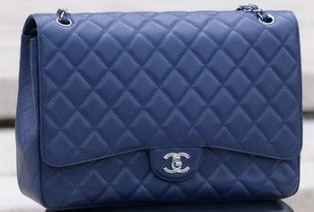 Chanel Maxi Quilted Classic Flap Bag Royal Cannage Pattern A58601 Silver