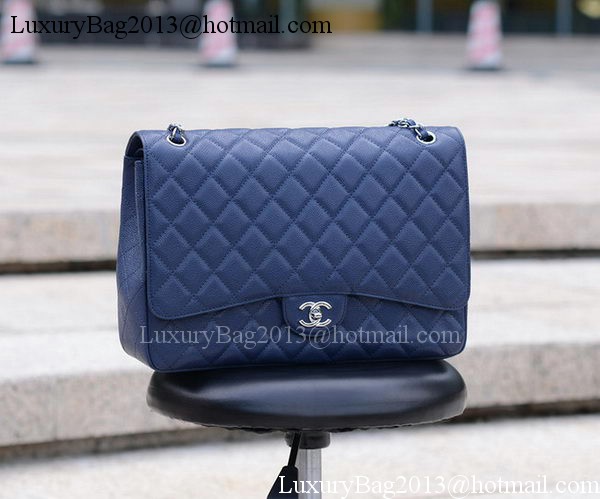 Chanel Maxi Quilted Classic Flap Bag Royal Cannage Pattern A58601 Silver