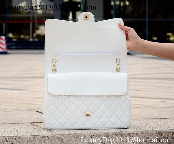 Chanel Maxi Quilted Classic Flap Bag White Cannage Pattern A58601 Gold