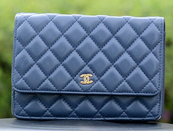 Chanel mini Flap Bags Blue Sheepskin Leather A33814 Gold