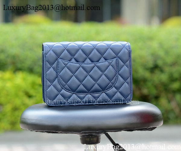Chanel mini Flap Bags Blue Sheepskin Leather A33814 Silver