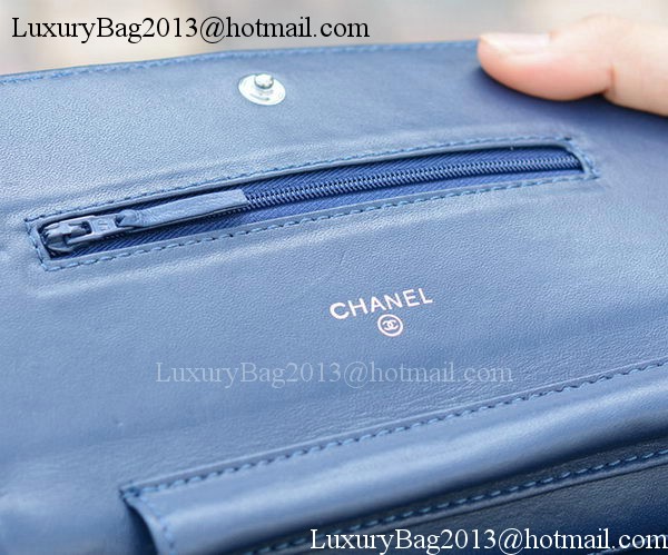 Chanel mini Flap Bags Blue Sheepskin Leather A33814 Silver