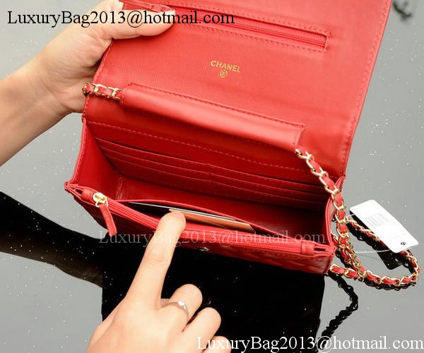 Chanel mini Flap Bags Red Sheepskin Leather A33814 Gold