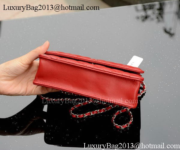 Chanel mini Flap Bags Red Sheepskin Leather A33814 Silver