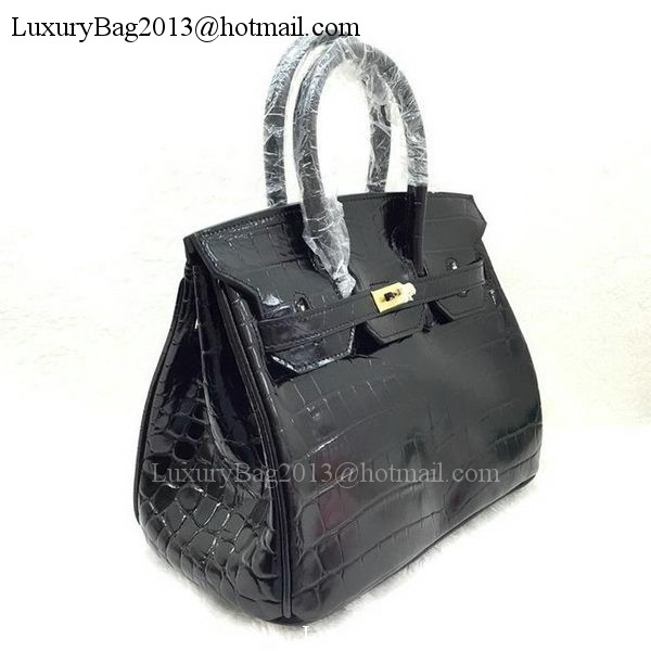 Hermes Birkin 25CM Tote Bag Croco Leather H25TCO Black