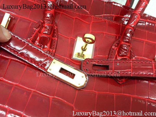 Hermes Birkin 25CM Tote Bag Croco Leather H25TCO Red