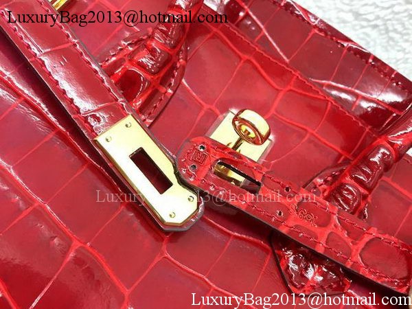 Hermes Birkin 25CM Tote Bag Croco Leather H25TCO Red