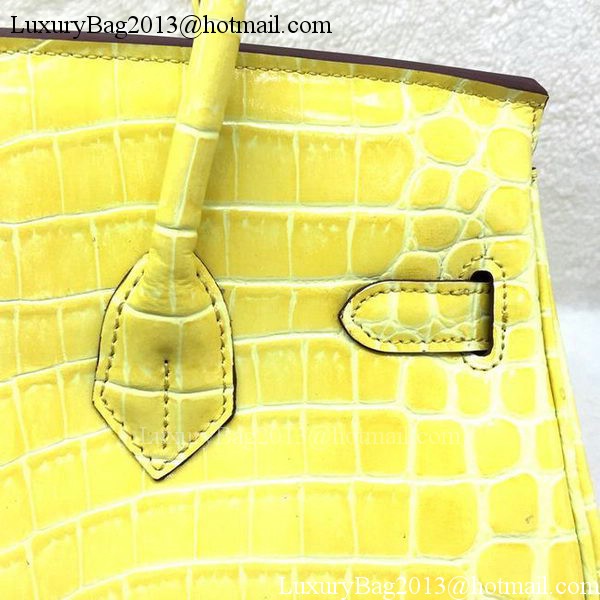 Hermes Birkin 25CM Tote Bag Croco Leather H25TCO Yellow