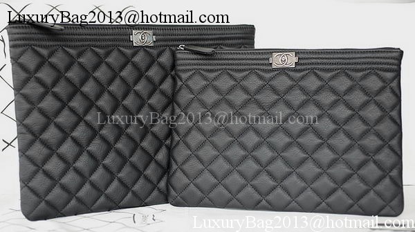 Boy Chanel Chevron Black Calfskin Leather Clutch A69253