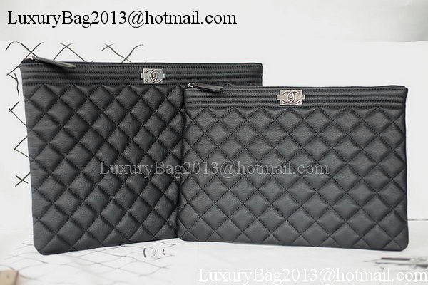 Boy Chanel Chevron Black Calfskin Leather Clutch A69253