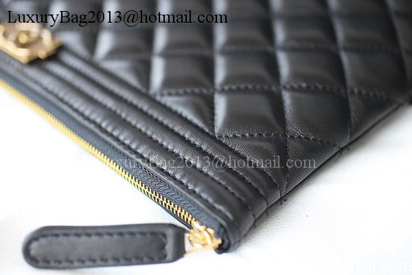 Boy Chanel Chevron Black Lambskin Leather Clutch A69253
