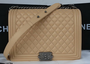 Boy Chanel Flap Shoulder Bag Original Sheepskin Leather A67087 Apricot