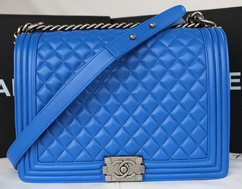 Boy Chanel Flap Shoulder Bag Original Sheepskin Leather A67087 Blue