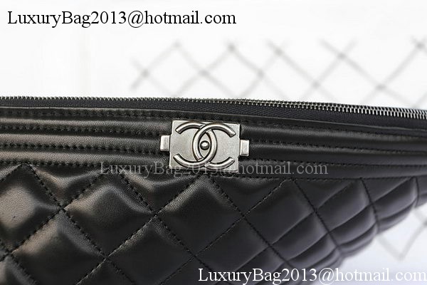 Boy Chanel Sheepskin Leather Clutch A80571 Black