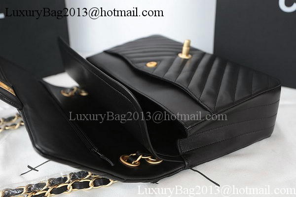 Chanel 2.55 Series Flap Bag Lambskin Chevron Leather A1112CF Black
