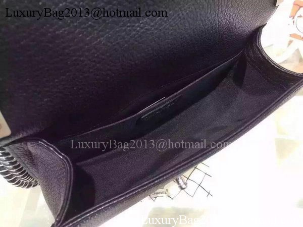 Chanel Boy Flap Shoulder Bags Deer Skin Leather A67086 Black