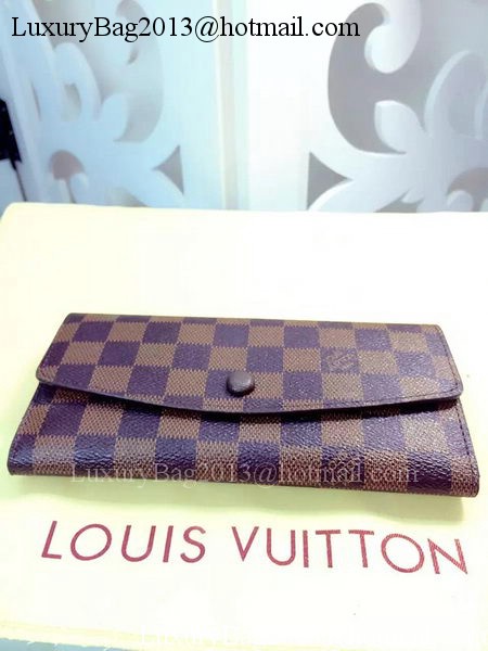 Louis Vuitton Damier Ebene Canvas Emilie Wallet Rouge M60136 Brown