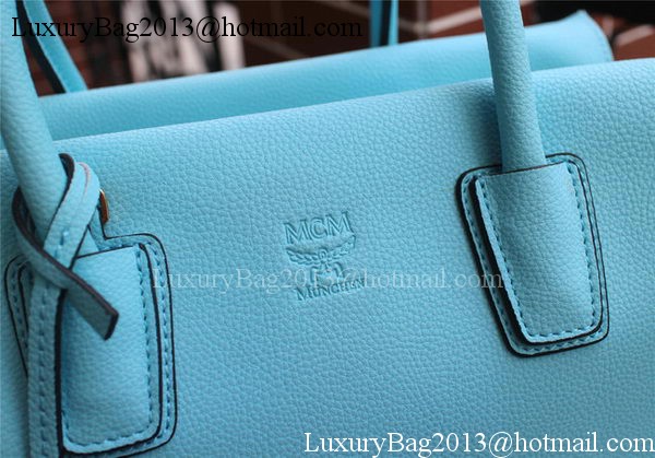 MCM Milla Tote Bag Calfskin Leather MCM1180 Light Blue