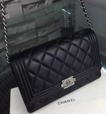 Boy Chanel mini Flap Bag Original Sheepskin A33814 Black