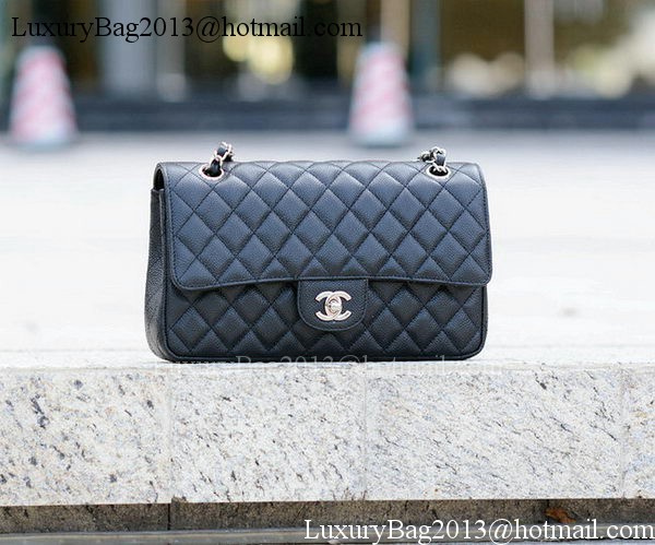 Chanel 2.55 Series Flap Bag Black Cannage Pattern A1112 Silver
