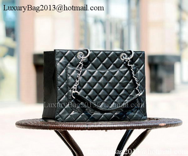 Chanel Classic Coco Bag Black GST Cannage Pattern A50995 Silver