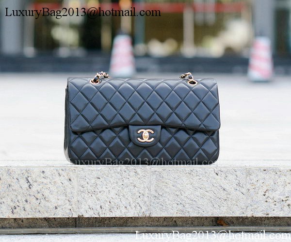 Chanel Classic Flap Bag Black Sheepskin Leather A1113 Gold
