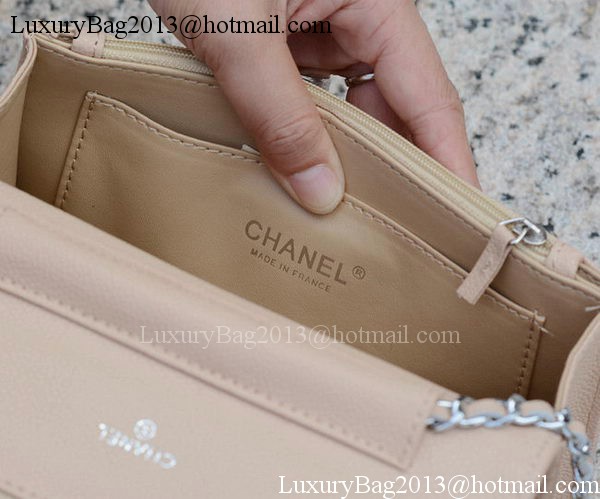 Chanel mini Flap Bag Apricot Cannage Pattern A33814 Silver