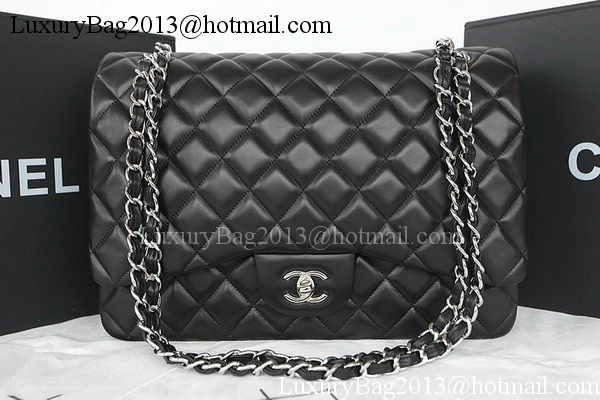 Chanel Classic Flap Bag Black Original Sheepskin Leather CFA1116 Silver