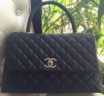 Chanel Classic Top Handle Bag Original Cannage Pattern A95168 Black